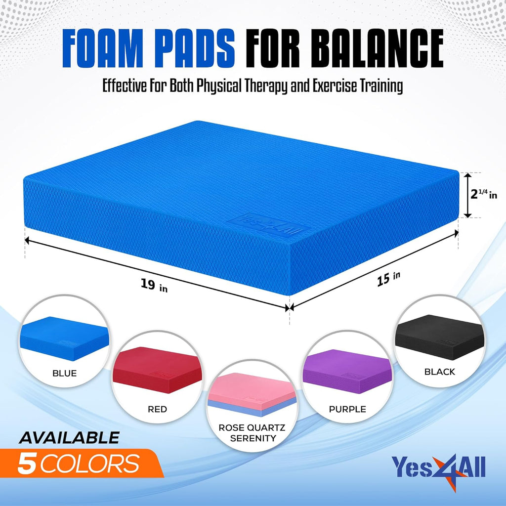 Yes4All Balance Pad, Nonslip TPE Foam Balance Pad with Upgraded Sizes - L, XL, XXL Balance Mat for Fitness, Yoga & Stability Training - Multicolor Options