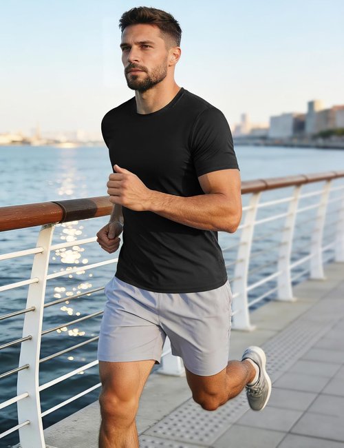 MAGCOMSEN Men's UPF 50+ Quick-Dry Athletic T-Shirt - Ideal for Running, Swimming & Workouts