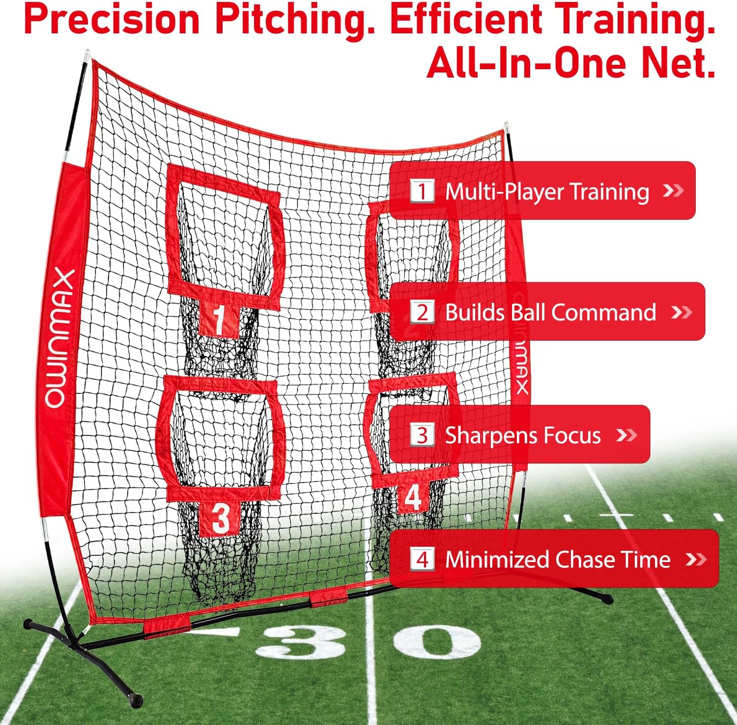 Skiennix Football Trainer Throwing Net - 6x6 Ft Target Practice with 4 Targets & Carry Bag | Black/Red