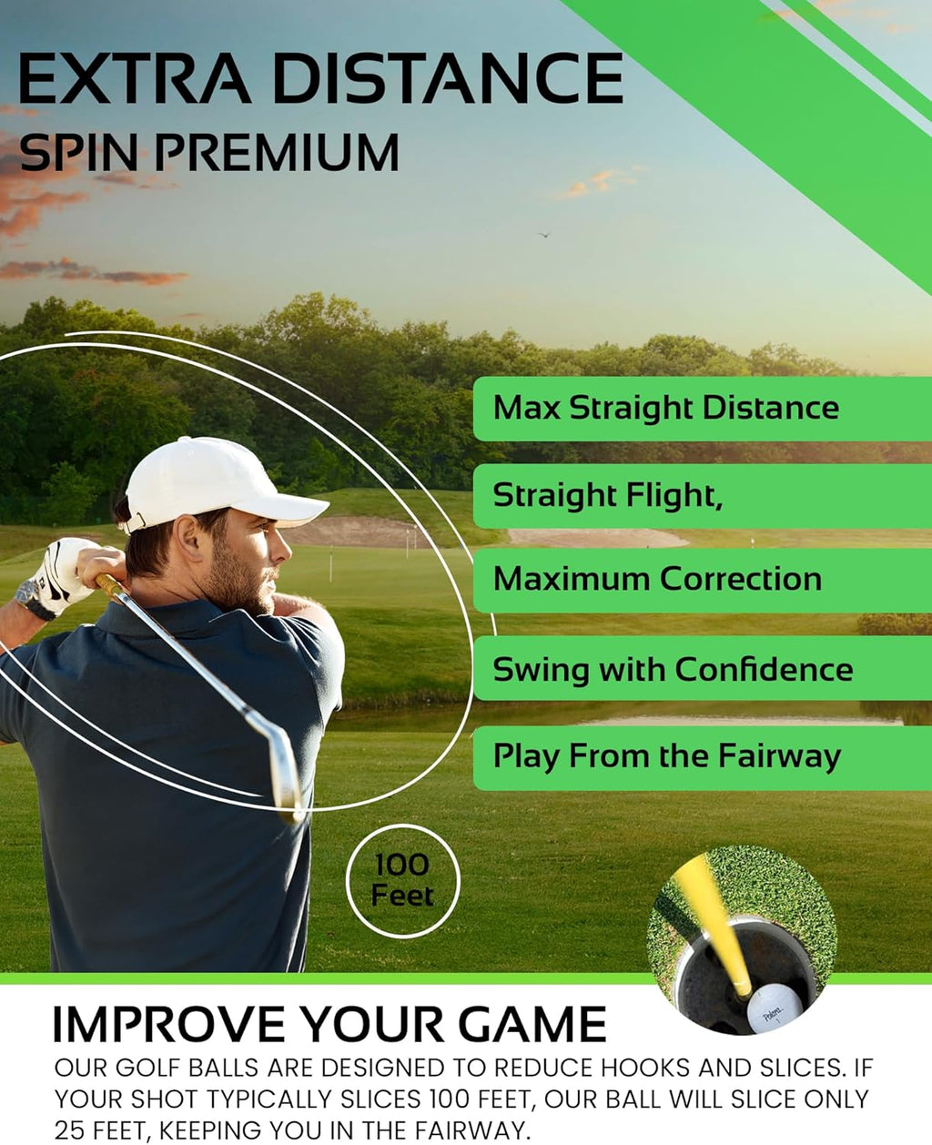 Polara Self-Correcting Golf Balls - High-Performance Anti-Slice Design for Maximum Distance | Soft Feel & Dimple Technology