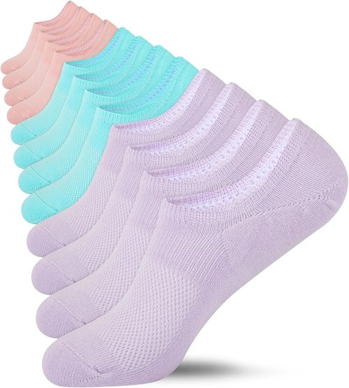 Heatuff No Show Socks - Women's Cotton Low Cut Non-Slip Casual Liner Socks | 6 Pairs