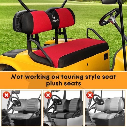 Golf Cart Seat Covers 2 PCS Front and Rear Seat Covers Sets for EZGO TXT RXV and Club Car DS 2000 and UP Standard Seat Cushion,Replacement Cooling Breathable Washable No Stapler Needed(Red& Black)