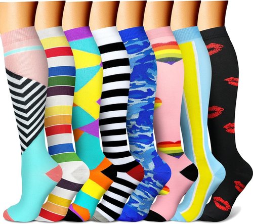 CHARMKING Compression Socks - 15-20 mmHg Support for Enhanced Circulation | 8 Pairs for Running & Cycling