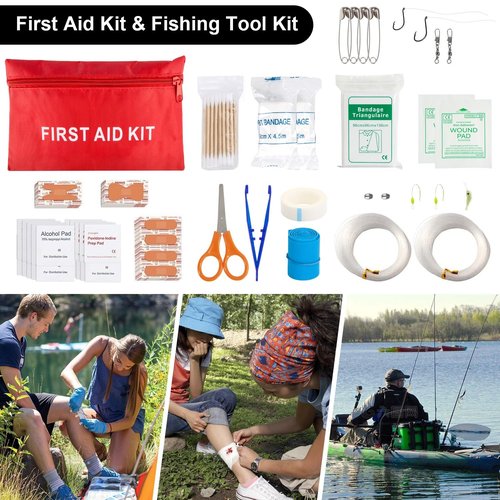 Survival Kit, 151 Pcs First Aid Kit Survival Gear and Supplies Emergency Kit with Bug Out Bag Tactical Military Grade Molle IFAK for Camping, Earthquake, Hiking, Hunting, Gifts for Men Dad (Khaki)