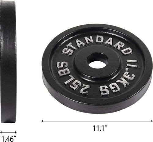 Fitvids Olympic 2-Inch Cast Iron Weight Plates - Vintage Style Alloy Steel, 25LB Pair for Strength Training