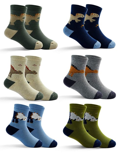Moon Tree Big Boys Dinosaur Socks Kids Warm Socks Winter Thermal Crew Socks Size 13-1