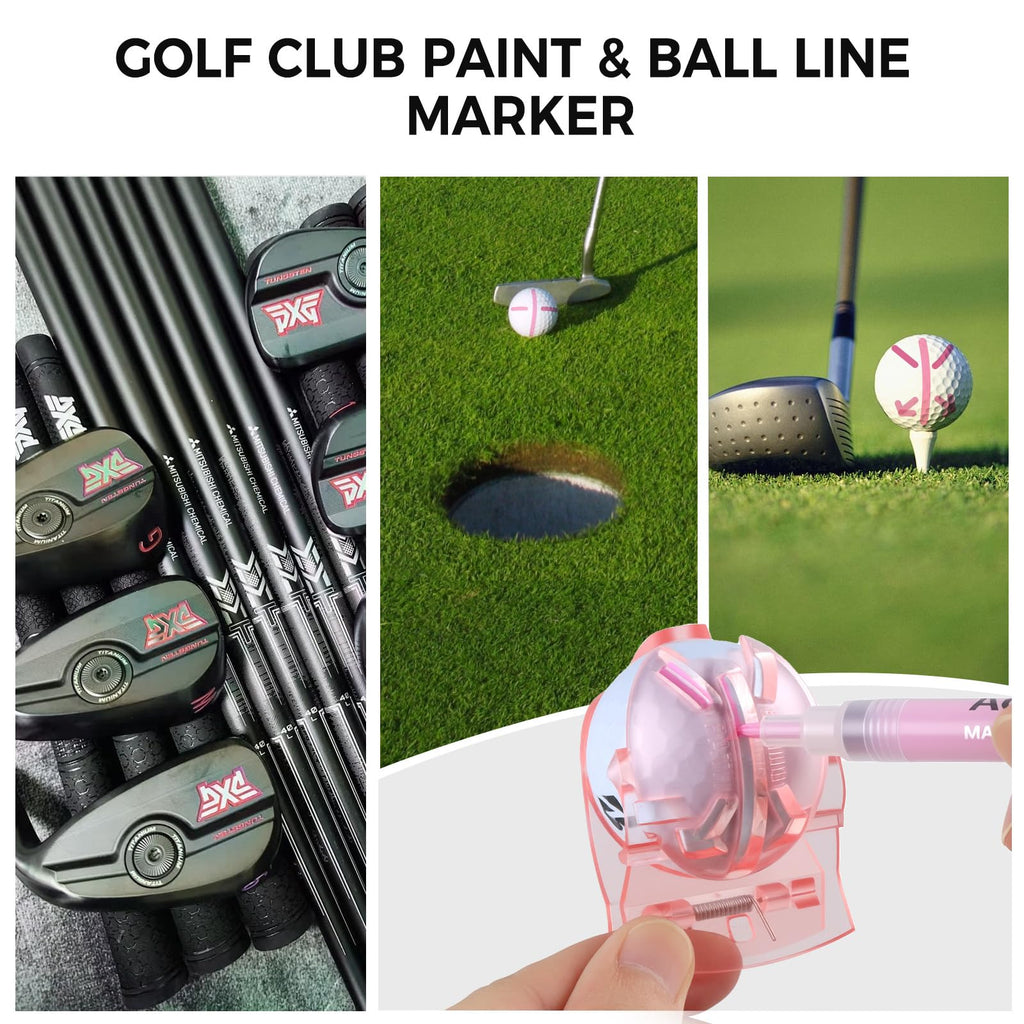 Pink Golf Accessories for Women, Acrylic Paint Ink 16 Pcs Golf Essentials Kit - Golf Club Brush & Golf Towel, Tee & Ball Holder for Bag, Divot Tool & Ball Maker, Golf Club Cleaning Kit - Golf Gifts