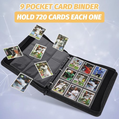 GERMUN 9 Pocket Card Binder - Premium Zip Trading Card Album for MTG, TCG & Sports Cards | Blue