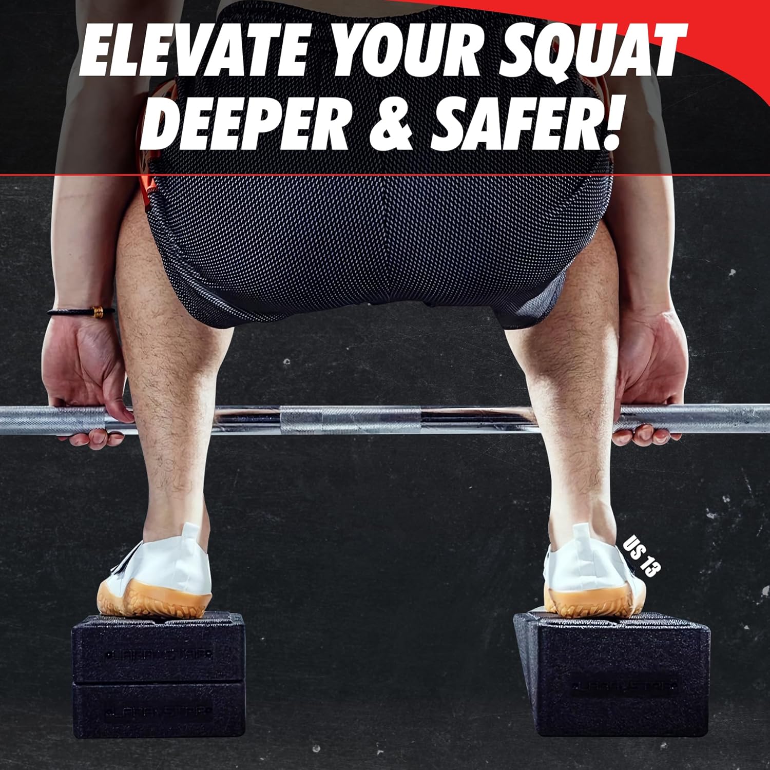 Squat Wedge Block - Heel Elevated Squat Platform for Deep Squats & Ankle Mobility | 4-Angle Adjustable Slant Board, 440 lbs Capacity