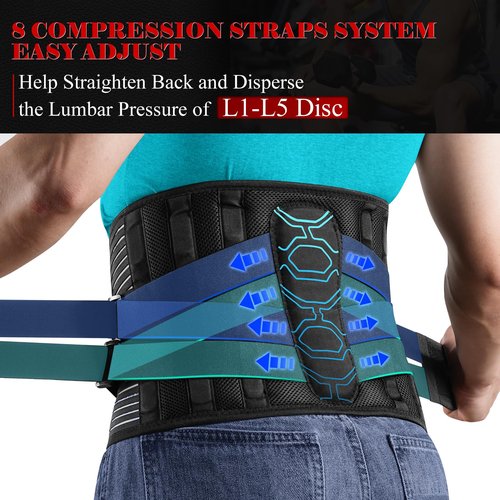 QIBODA Plus Size 4XL/5XL Back Brace with Bionic Lumbar Panel, Strong Back Support Belt for Heavy Lifting, Lumbar Support Belt for Men & Women Lower Back Pain Relief, Herniated Disc, Sciatica