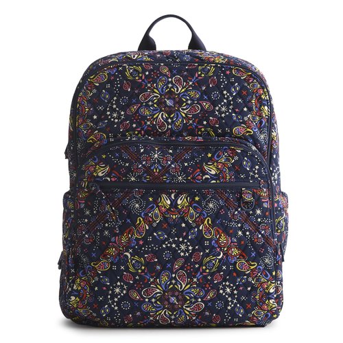 Vera Bradley Women's Premium Cotton Large Bancroft Backpack, Starry Paisley, One Size