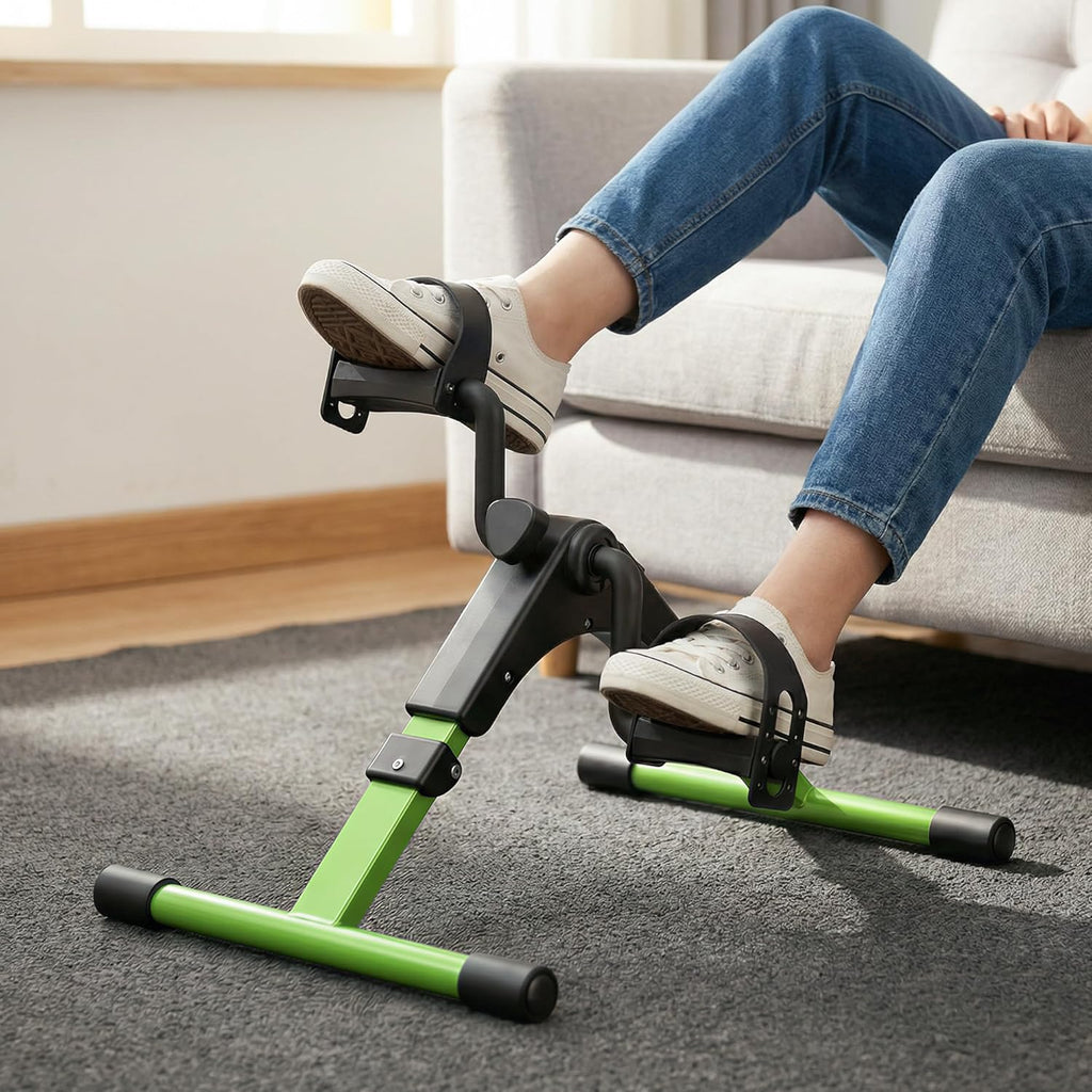 Pedal Exerciser - Foldable Desk Exercise Bike for Legs and Arms with LCD Monitor - Black/Green