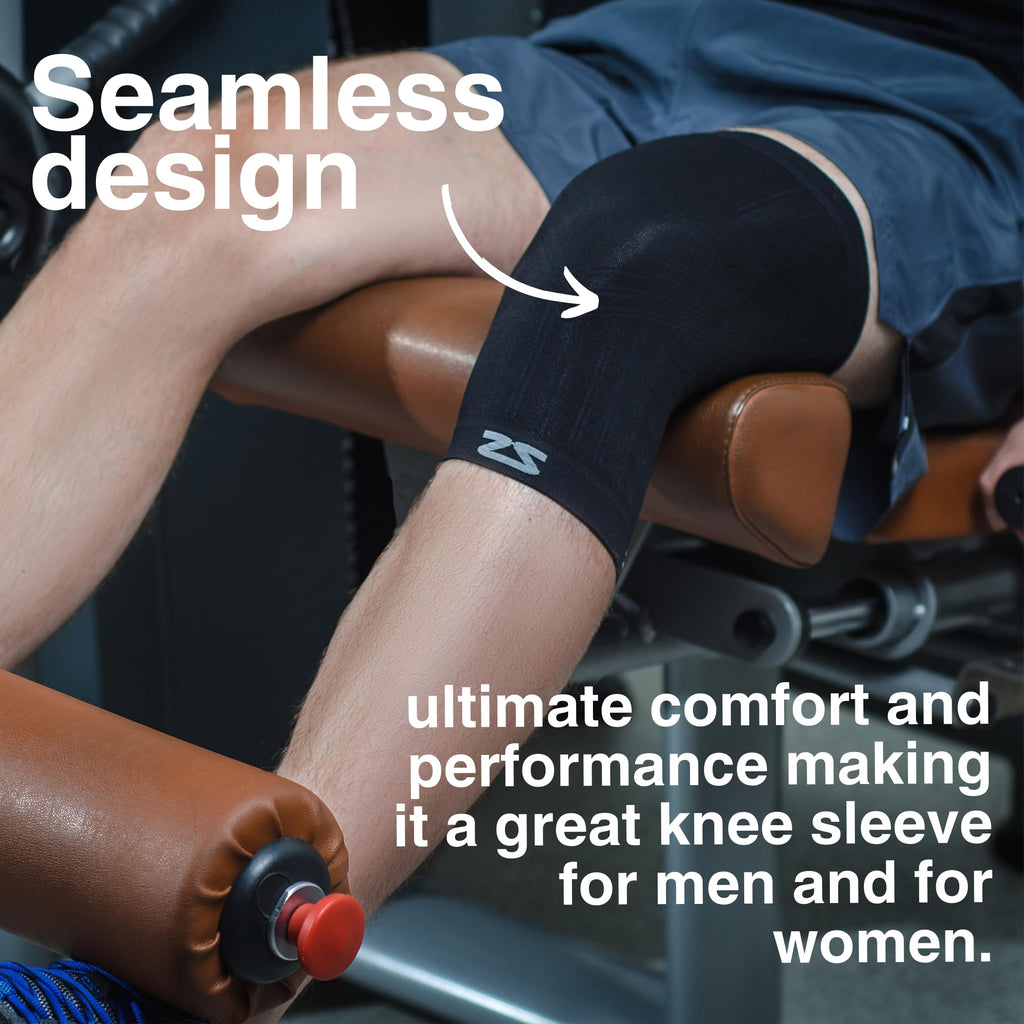 Zensah Compression Knee Sleeve - Knee Brace to Relieve Knee Pain and Treat Runners Knee for Men and Women (Medium, Midnight Black)