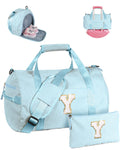 Vogewood Gifts for 4 5 6 7 8 9 10 11 12 Year Old Girl, Girls Gym Bag, Kids Personalized Dance Bags with Shoe Compartment, Customized Travel Duffle with Toiletry Bag, Holiday Gift Ideas (Letter A)
