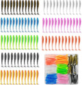 Skiennix Soft Fishing Lures - 96 Pcs 3" Paddle Tail Swimbaits with Unique Vibrating Action | 8 Colors for Trout, Crappie, Walleye & Sea Bass