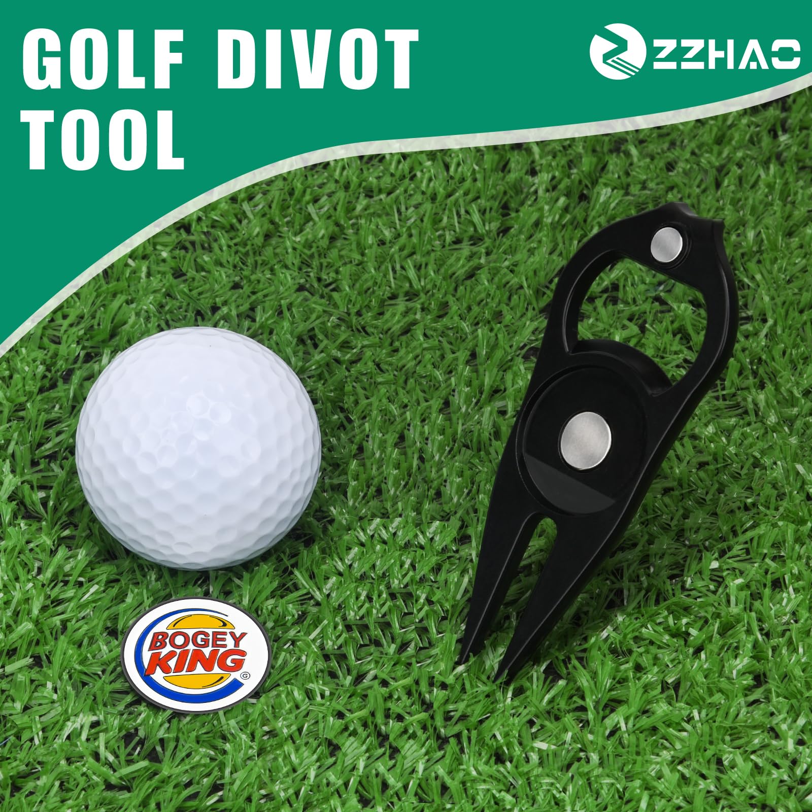 ZZHAO Golf Divot Tool and Golf Ball Marker, Divot Repair Tool，Golf Accessories for Men, Funny Gifts for Men, Tools for Men