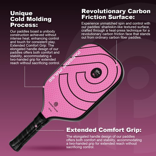 2025 Pickleball Paddles,Raw Carbon Fiber Surface（CFS）, 16mm T700 High Grit & Spin, V6 Pro Pickle Ball Paddles Designed for Ultimate Spin & Consistency- Cute Pickleball Paddle for Women (Pink)
