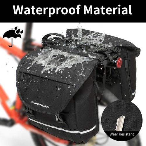 Sunpeak Bike Bag Accessories Panniers for Bicycle Rear Rack Bag 36L Waterproof Mountain Electric Bike Saddle Bag for Cycling Traveling Commuting Black
