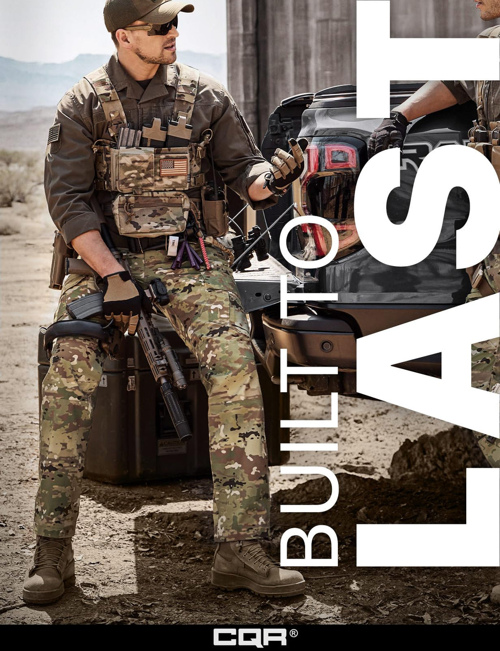 CQR Men's Tactical Pants, Water Resistant Ripstop Cargo Pants, Lightweight EDC Work Hiking Pants, Outdoor Apparel, Duratex Mag Pocket Utility Camo, 28W x 30L