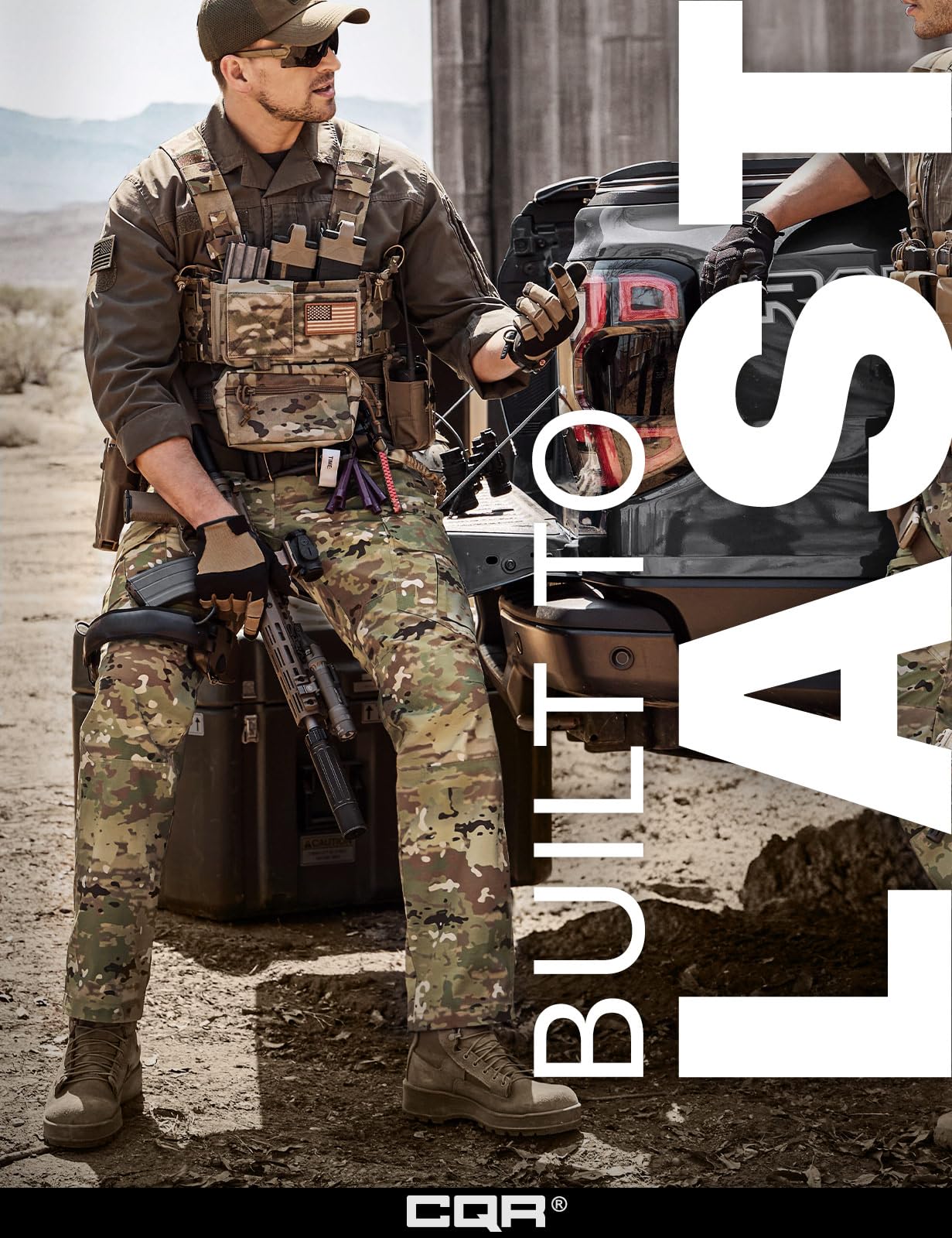 CQR Men's Tactical Pants, Water Resistant Ripstop Cargo Pants, Lightweight EDC Work Hiking Pants, Outdoor Apparel, Duratex Mag Pocket Utility Camo, 28W x 30L