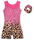 Belovecol Girls Gymnastics Leotards, Pink Sequin Leopard, 7-8t