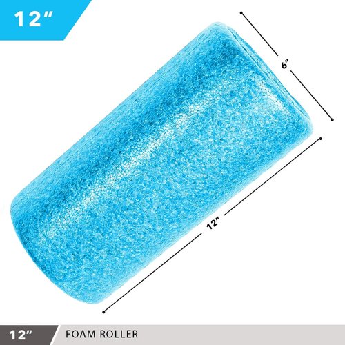Day 1 Fitness Muscle Foam Roller - High Density Sports Massage for Stretching & Pain Relief - Solid Blue, 12”