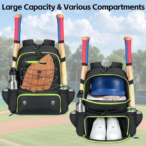 MATEIN Baseball Bat Bag - Lightweight Youth Backpack for 4 Bats & Gear | Large Capacity with Shoe Compartment