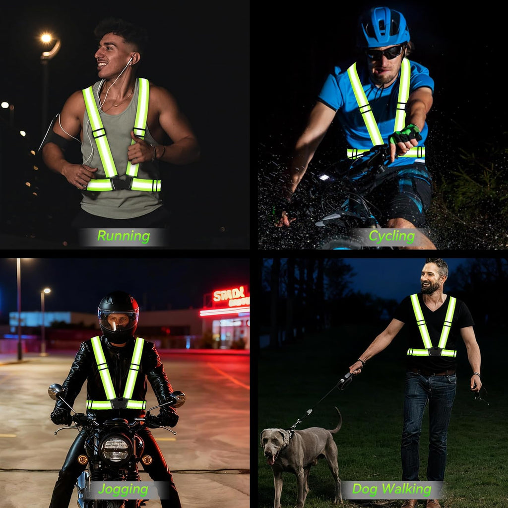 Skiennix Reflective Vest - High Visibility Adjustable Safety Gear for Night Running & Outdoor Activities