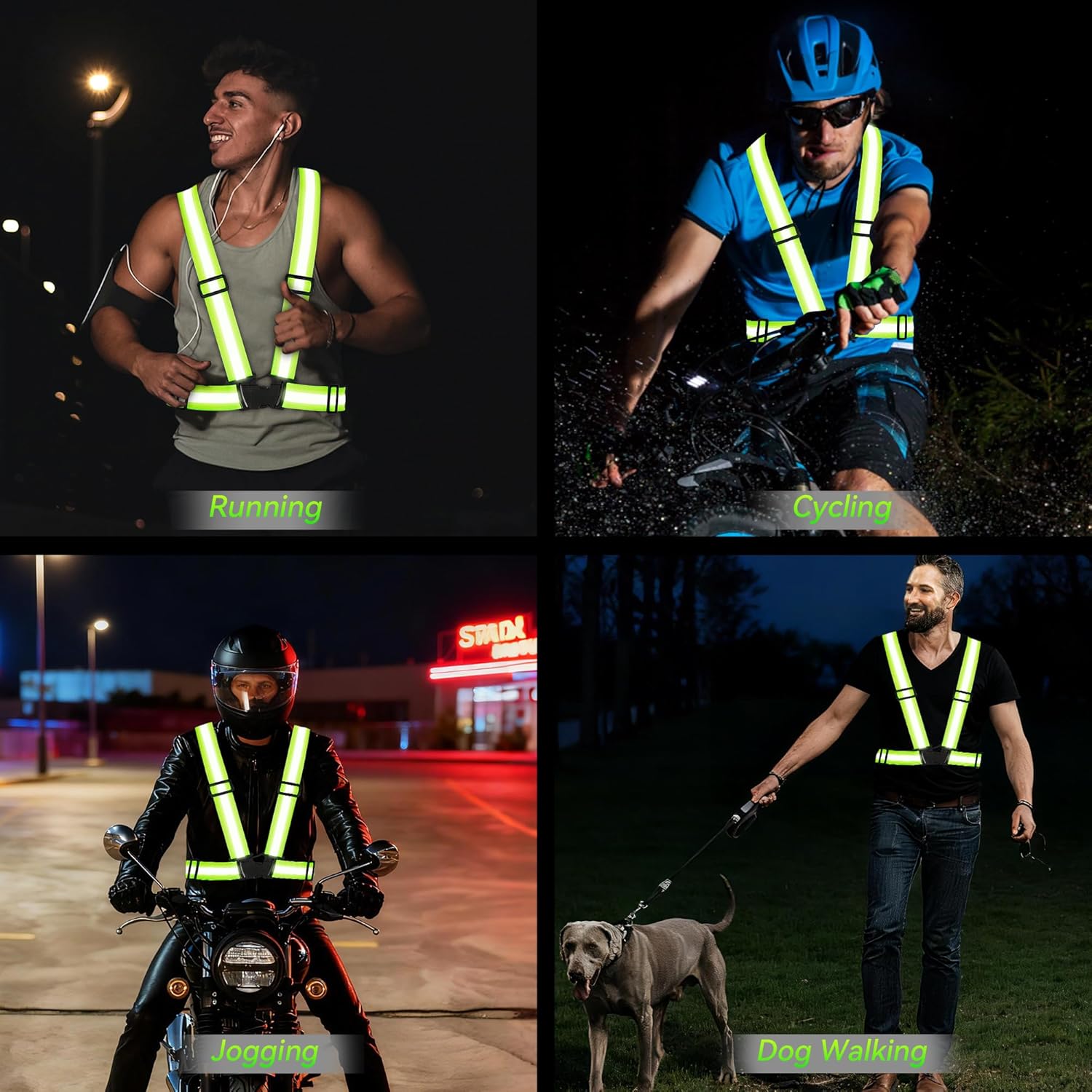 Skiennix Reflective Vest - High Visibility Adjustable Safety Gear for Night Running & Outdoor Activities