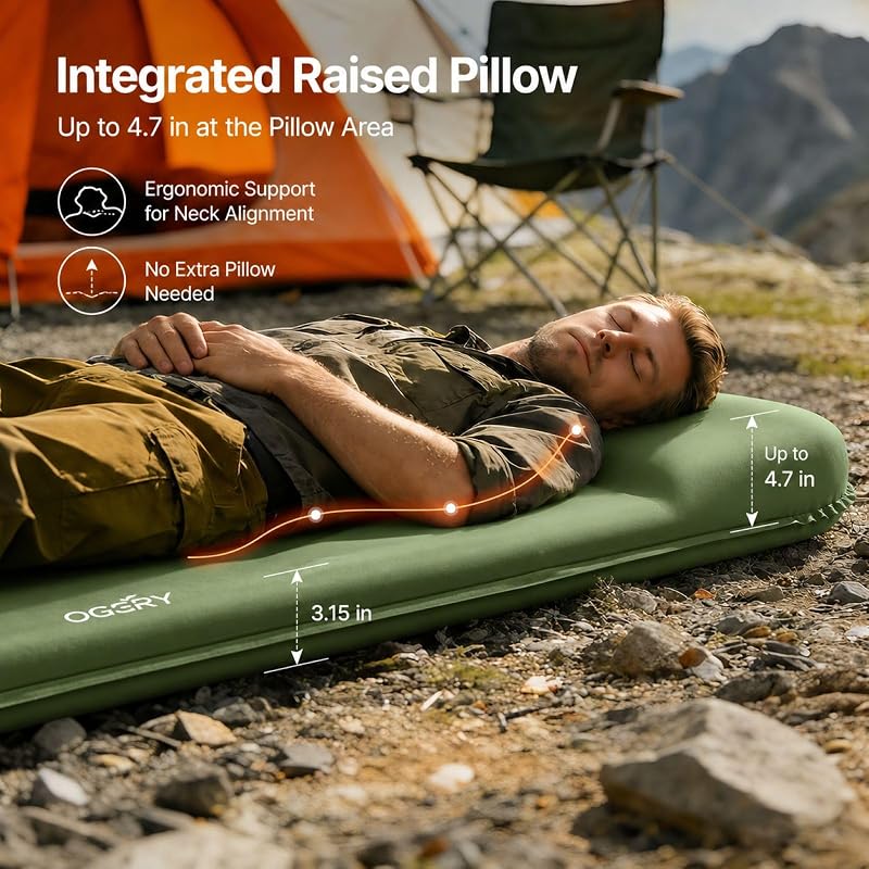 Self-Inflating 3-Inch Memory Foam Camping Sleeping Pad with Foot Pump