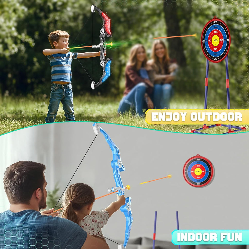Skiennix Kids Bow and Arrow Set - Light-Up Archery Toys for Ages 3-12 | Indoor & Outdoor Fun