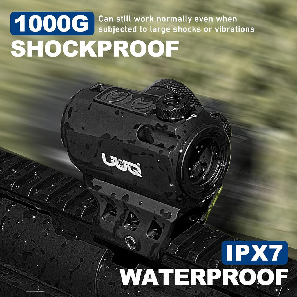 UUQ Compact Red Dot Sight - 2 MOA Shake Awake Optic with 11-Level Brightness | IPX7 Waterproof, 1000G Shockproof