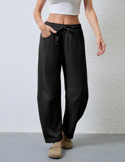Hongsui Women's Wide Leg Pants - Soft, Comfortable Barrel Leg Design with Pockets | Casual Sweatpants