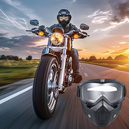 2 Pack Airsoft Full Face Mask with Detachable Goggles, Paintball Tactical Mask, Anti Fog, Motorcycle Riding Protection