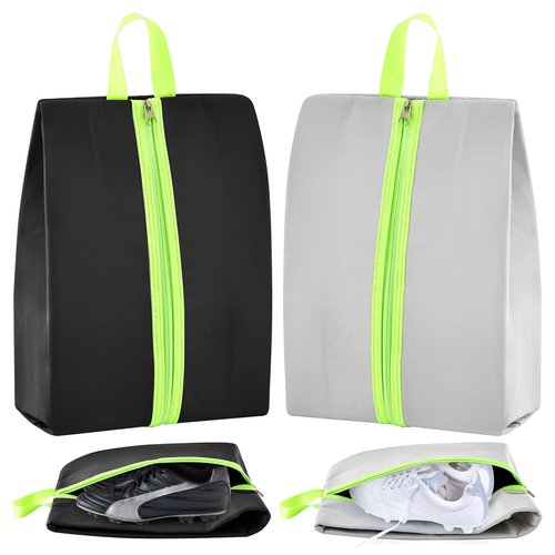 2 Pcs Smell Proof Cleat Bag for Sports, 4 Layer Odor Absorbing Soccer Football Baseball Golf Shoe Bag, Waterproof Mud Resistant Shoe Storage Pouch Fits up to Size 14 (Black,Gray)