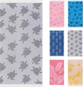 Genovega Oversized Cotton Beach Towel - Lightweight, Quick-Dry, Sandless | 72"x36", Grey Turtle Design