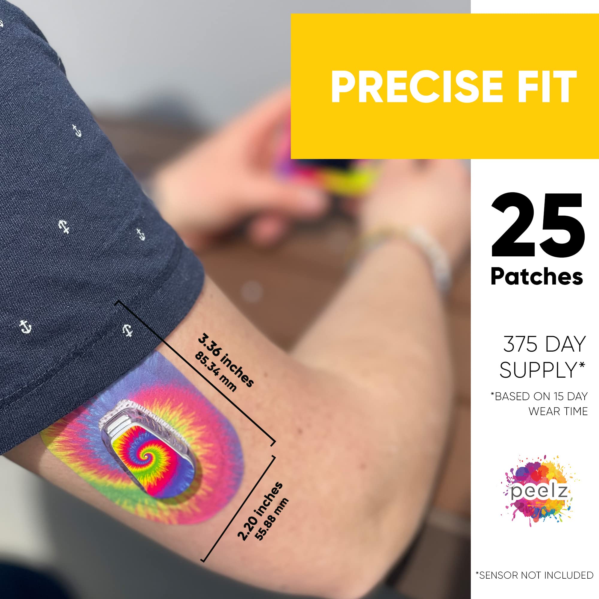 Peelz Dexcom G6 Over Patches – Strong & Waterproof CGM Covers for Active Lifestyles | Keeps Sensor Secure During Workouts, Swimming & Sleep | Long-Lasting, Skin-Friendly Stelo Adhesive (14+ Days)
