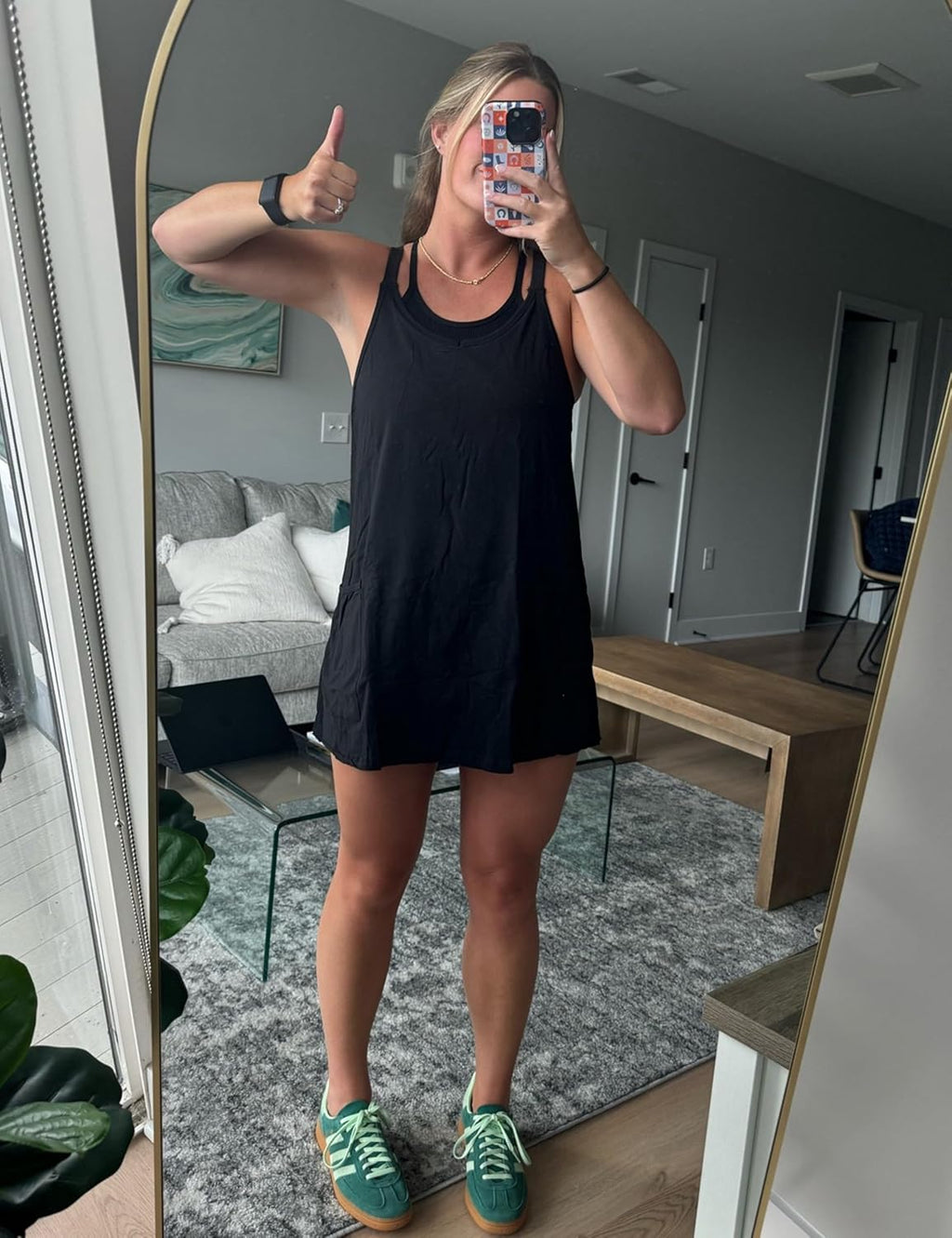 Zhiyouni Women's Summer Mini Dress - Sleeveless V-Neck with Built-In Shorts | Comfortable & Stylish