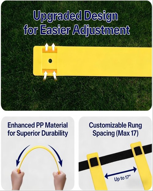 PHOEGRAY 6 Packs Agility Ladder Speed Training Set - 36 Detachable Rungs (20 Inches Each) with 24 Ground Stakes, Portable Exercise Ladders for Soccer Football Footwork Training w/Carry Bag (Yellow)