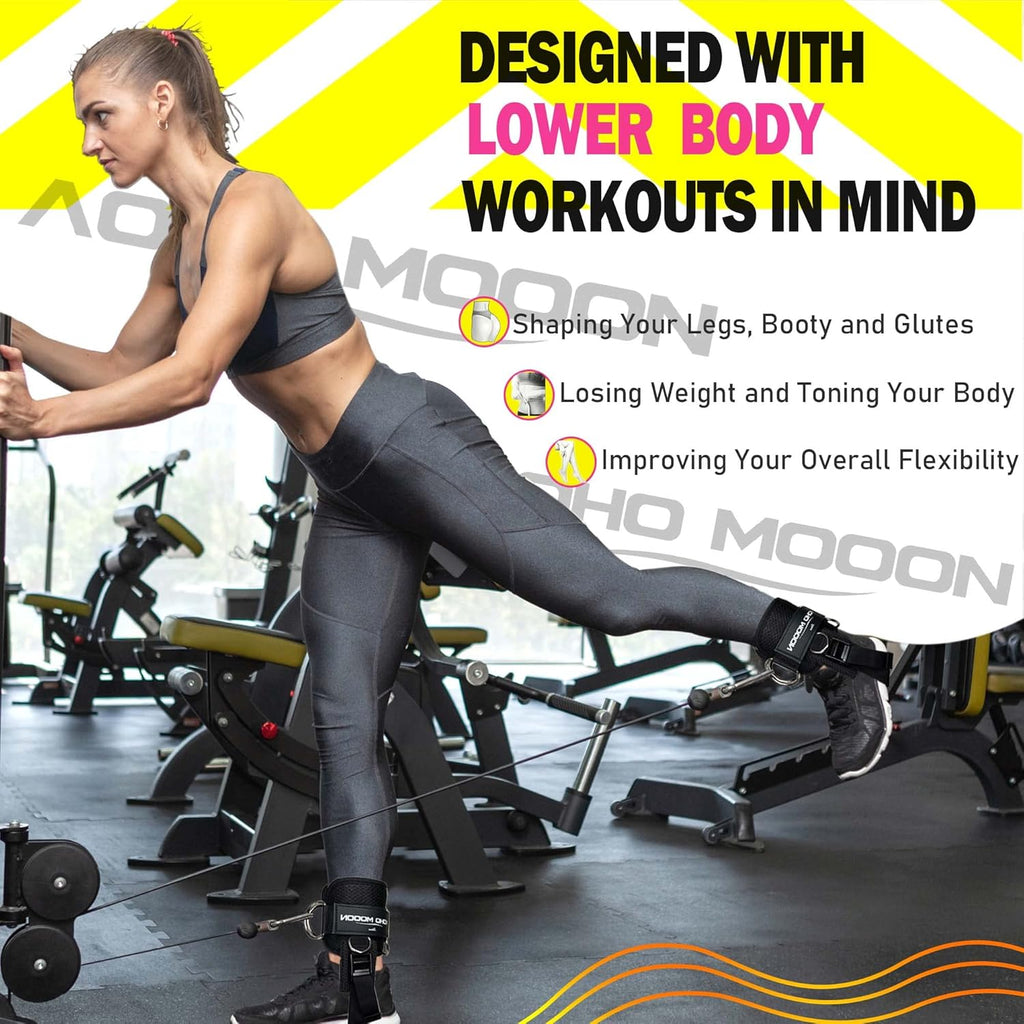 Skiennix Ankle Straps for Cable Machines - Adjustable Neoprene Cuffs for Glute Kickbacks | Unisex Comfort Fit