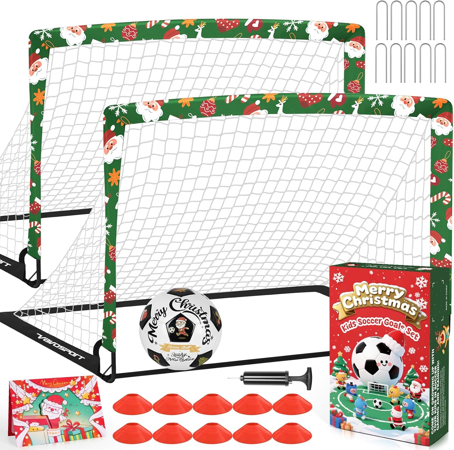 Skiennix Kids Soccer Goals - Portable 4' x 3' Backyard Training Set with Soccer Ball & Net