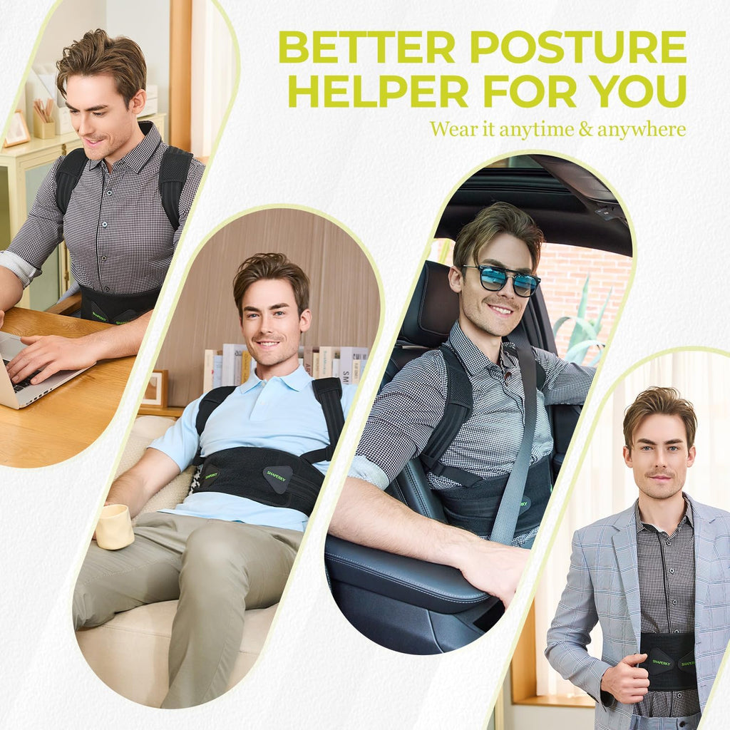 SHAPERKY Posture Corrector for Women and Men, Adjustable Upper Back Brace for Posture Hunchback Support and Providing Pain Relief from Neck, Shoulder, and Upper Back (1, Large/XL)