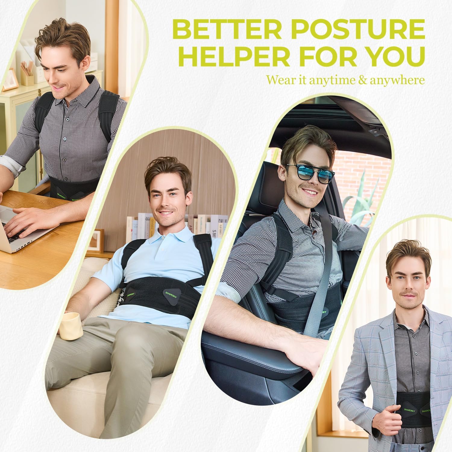 SHAPERKY Posture Corrector for Women and Men, Adjustable Upper Back Brace for Posture Hunchback Support and Providing Pain Relief from Neck, Shoulder, and Upper Back (1, Large/XL)