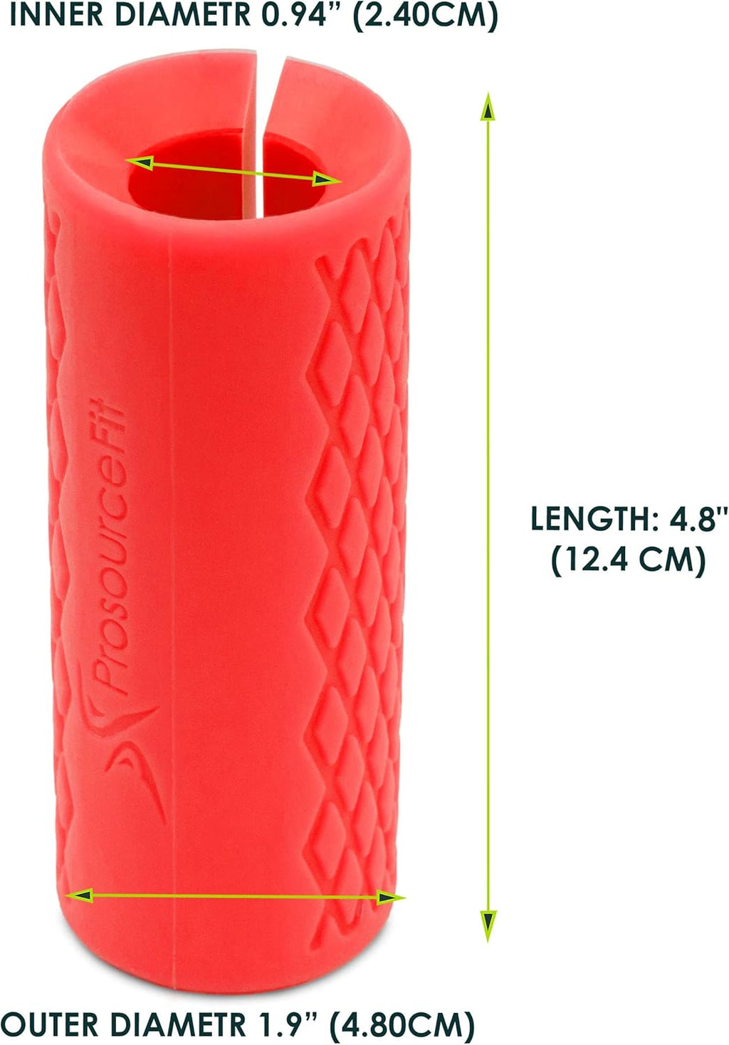 ProsourceFit Thick Grips - 1.9-Inch Axle Bar Adapter for Weightlifting & Strength Training | Red