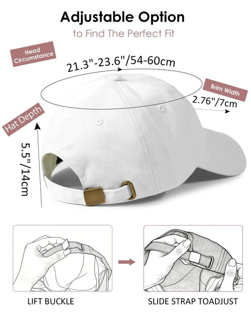 Womens Satin Lined Unstructured Baseball Cap Unisex Silk Lining Washed Cotton Adjustable Vintage Dad Hat White