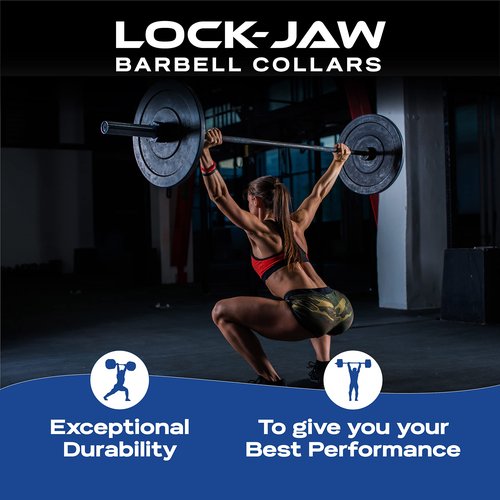 Lock-Jaw PRO 2 Barbell Collars Olympic Barbell Clamps 2 Pcs – Heavy Duty Bar Clamps for 2” & 50mm Olympic Bars – Secure Weight Bar Clamps for Strength Training & Home Gym Accessories – All Black