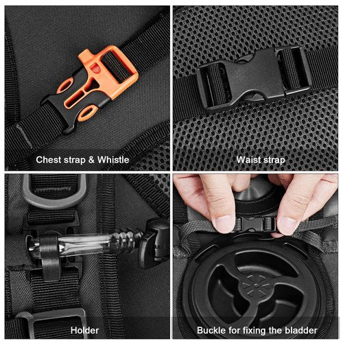 G4Free Tactical Hydration Packs Helmet Water Backpacks with 3L BPA Free Bladder Kids Adults for Hiking, Cycling, Running, Skiing, Walking and Climbing(Black)