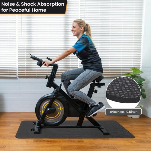 MABOZOO 0.5 Inch Walking Pad Mat, 55x24 Inch Non-Slip Treadmill Mat for Walking Pad, Treadmill, Bike, Exercise, Heavy Duty Workout Floor Protection for Carpet Floors(Black)