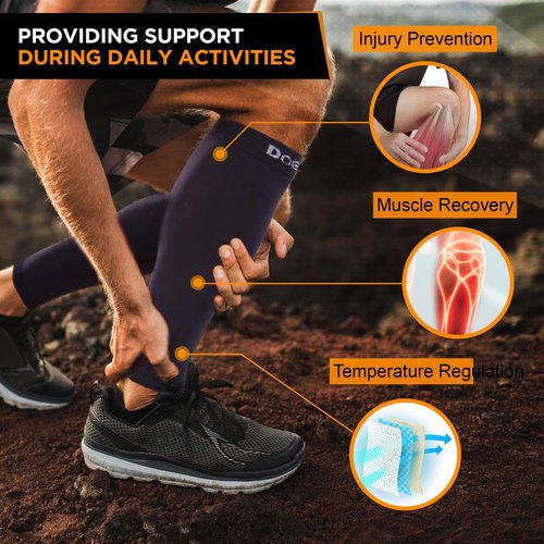 Doc Miller Calf Compression Sleeve – Footless Socks for Women & Men, 30-40mmHg Medical Design, Compression Shin Sleeves, Leg Cramp Relief, Varicose Veins, Knee High Stockings, 1 Pair