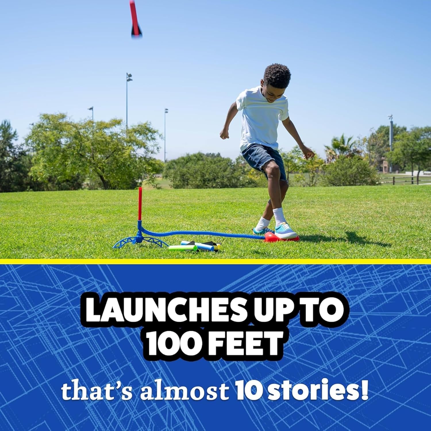 Stomp Rocket Jr. Multi-Color Rocket Launcher - Fun STEM Outdoor Toy for Kids | Soars Up to 100 Feet, Ages 3+
